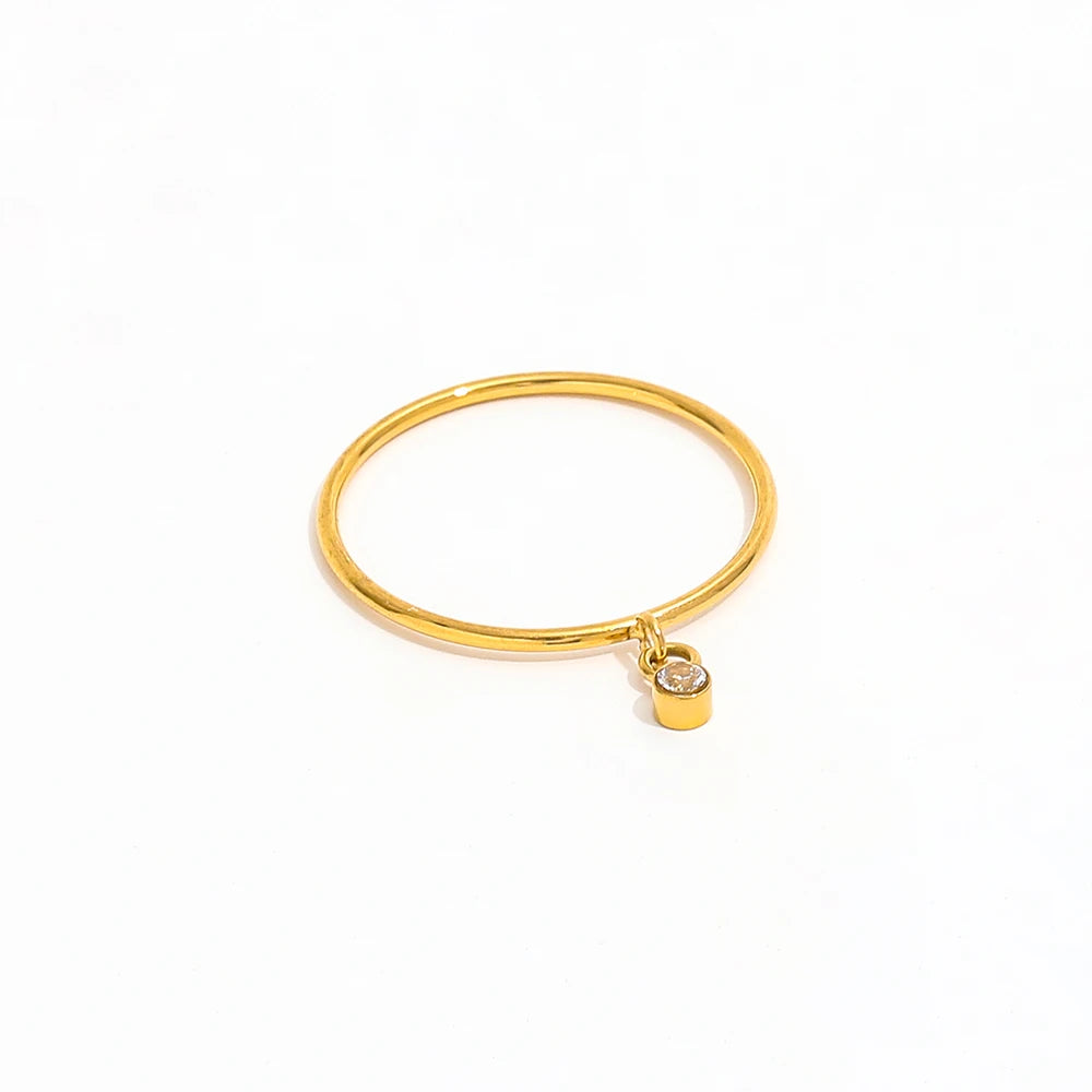 Fenny 18K Gold Plated Waterproof Fashion Dainty Fine Removable Zirconia Ring Stainless Steel Wholesale Jewelry Form Women