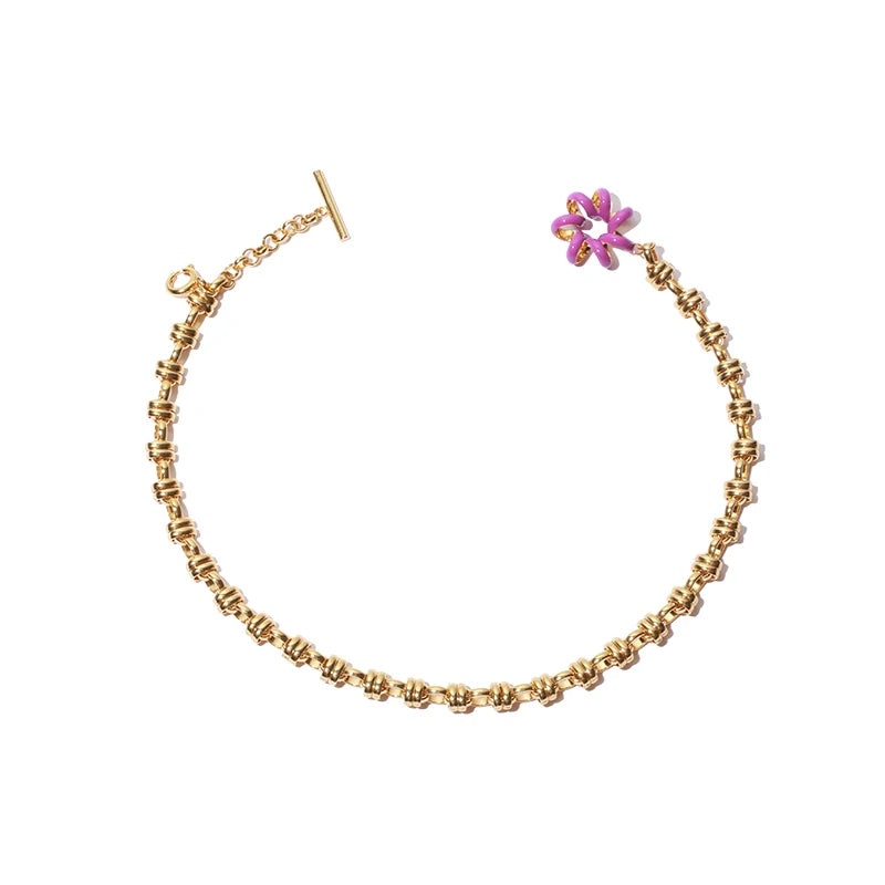 Unique Design Women Enamel Choker Necklace Fashion Handmade Y2K Jewelry Pendant Chain Necklace for Women
