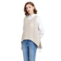 Knitwear Vest Women's Autumn Sleeveless Top Vest Pocket Loose Round Neck Drawstring Lace up With Thick Knit Sweater