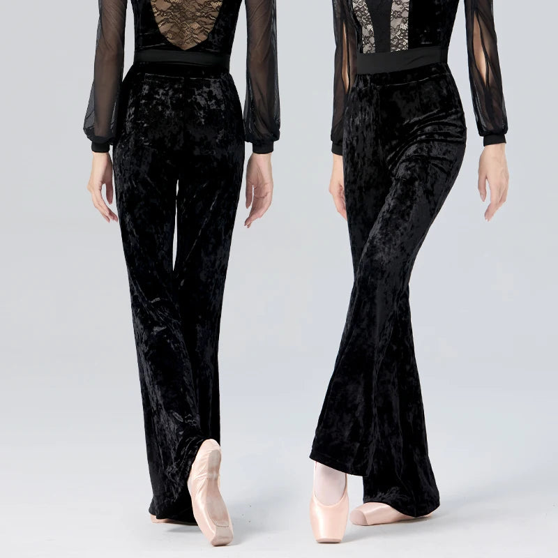Light Luxury Velvet Casual Flare Trousers High Waist Pants Ballet Yoga Dance Pants