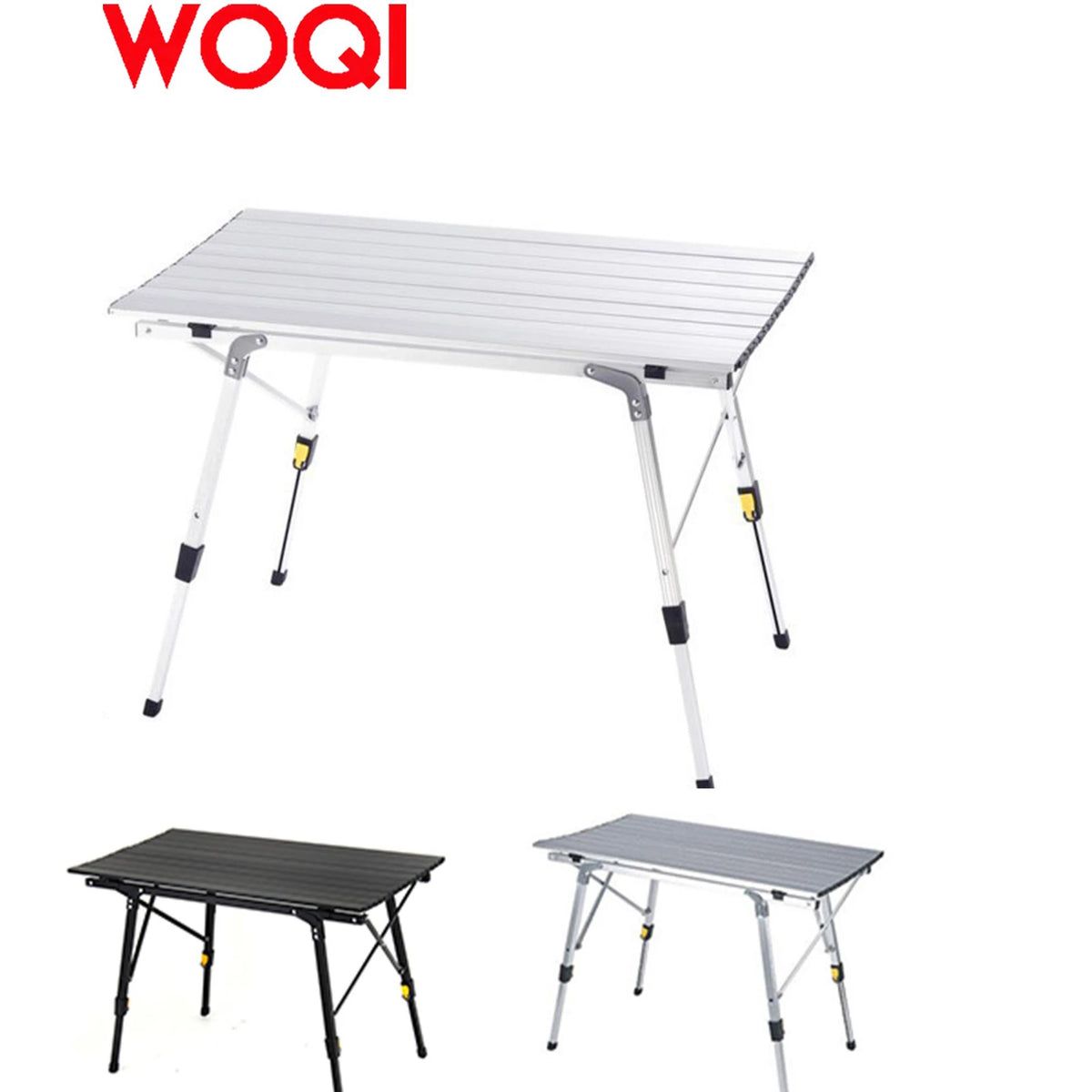 WOQI Portable Outdoor Folding Table Adjustable Aluminum Camping Beach Folding Table