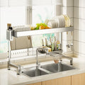 Stainless Steel Retractable  Dishwashing Rack Kitchen Sink Storage Bowl Rack Standing Type Installation for Dinnerware