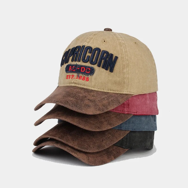Street Boys Leather Brim 3D Embroidery logo Baseball Hat Cap Vintage Embroidered Dad Hats