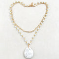 Fashion Bohemian Jewelry Accessory 2 Layer Chain 6mm Crystal Glass Necklace Stone Drop Charm Necklace