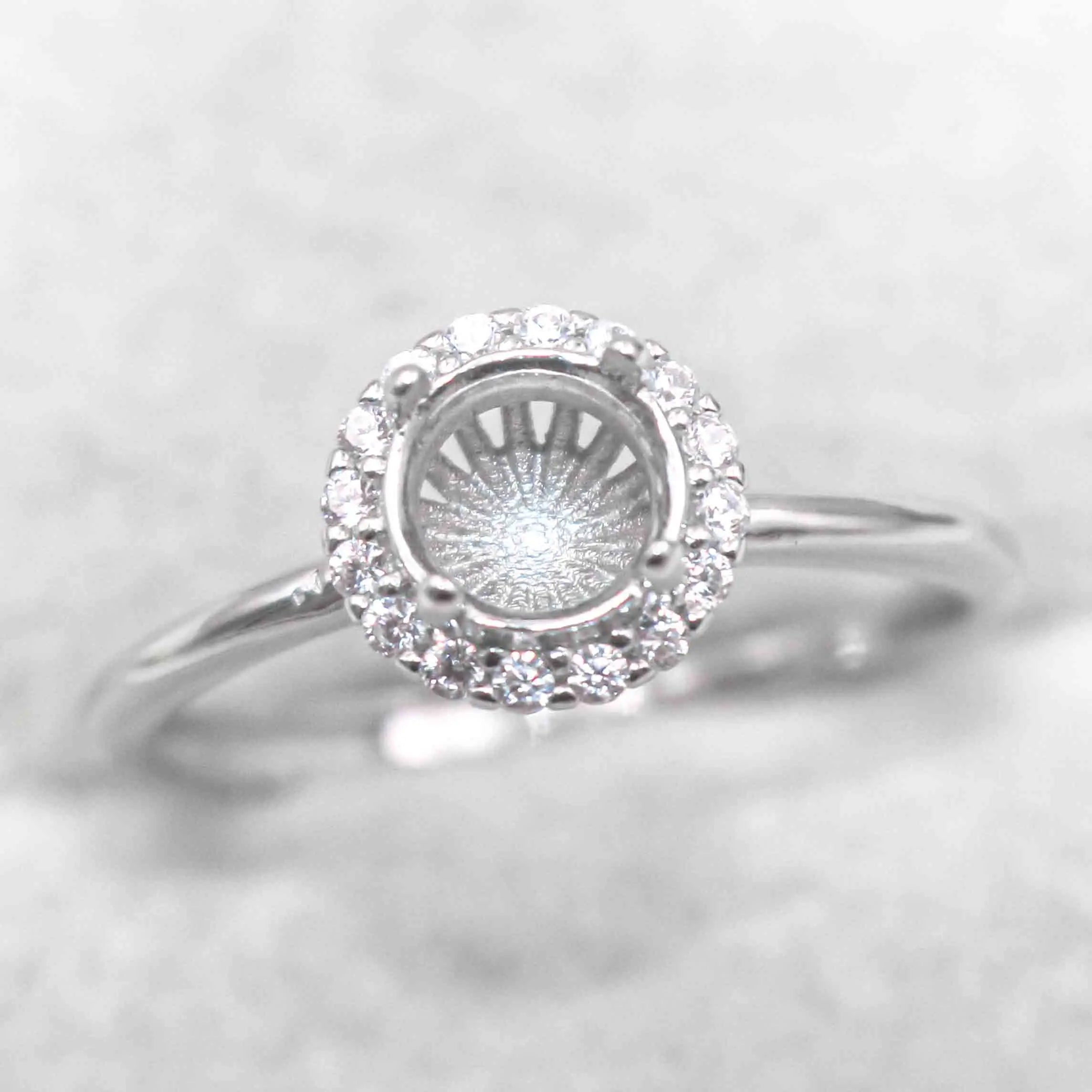 Sterling Silver 4mm/5mm/6mm/7mm/8mm/9mm Semi Mount Ring Frame Empty Blank Setting S925 Base Without Center Stone for Inlay DIY