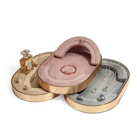 New Style Fancy Decorative Jewelry Display Tray Metal Ring Necklace Earrings Bracelet Jewelry Display Plate