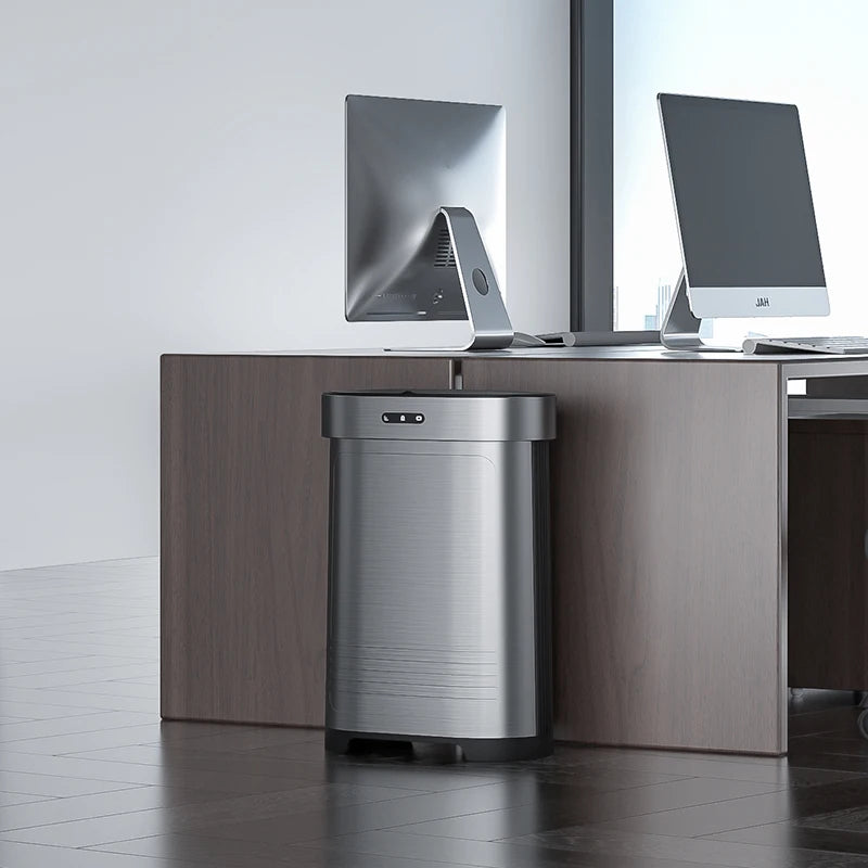 Intelli 60L Auto UV Folding Trash Can Stainless Steel Kitchen Food Sensing Bin Smart Waste Storage Plastic Pedal for Home Use