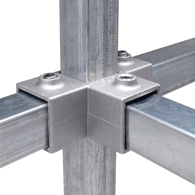 Aluminum Alloy 5-Way Square Tube Connector with Screw Connection and Casting Technique for 25*25mm Square Tubes