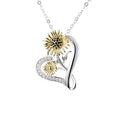 Hot Sale 925 Sterling Silver Heart Sunflower Pendant 18K Gold Plating Black Moissanite Diamond Necklace for Women Fine Jewelry