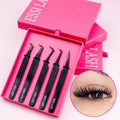 ESSI LASH Best Quality Stainless Steel Fiber Tip Eye Lash Tweezers Set Manufacturer Lash Tweezers