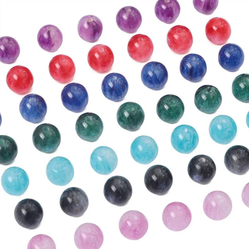 10mm Starry Sky round Resin Loose Beads Handmade DIY Jewelry Making Materials Plastic Bracelet & Necklace Accessories