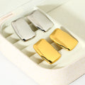 Chunky 18K Gold Plated Rectangle Stud Earrings Minimalist Texture Stainless Steel Geometric Trendy Style for Unisex Anniversary