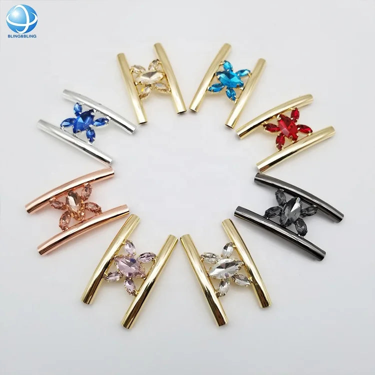 Factory Supply H Design Crystal Rhinestone Bikini Buckle Hardware Swimwear Brooch Connectors Woman Swimsuit Accessories