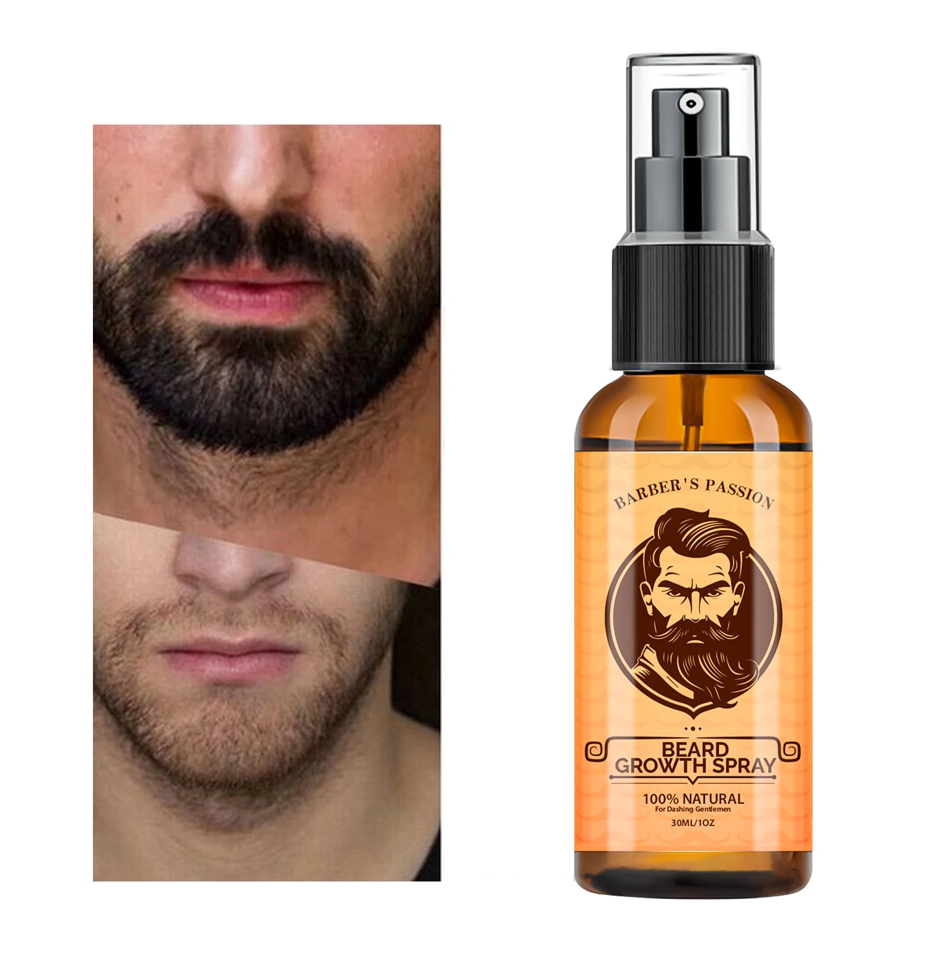 18 Years Experience Factory 30ml  1oz Beard Growth Spray with Roller for Thicker and Strengthen Beard