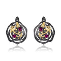 Abiding Natural Rhodolite Garnet Woman's Fashion Earrings 925 Sterling Silver Handmade Butterfly Flower Lotus Earrings