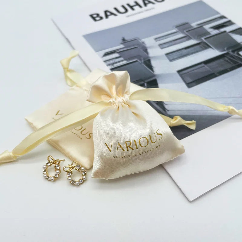 Satin Bags Drawstring Jewelry Packaging Small Mini Satin Jewelry Pouch Bags With Logo Custom