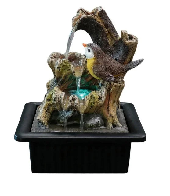 Bird Tree Stump-Style Resin Fountain Realistic Artistic Design Christmas Home Decorative Indoor Water Feature Figurines
