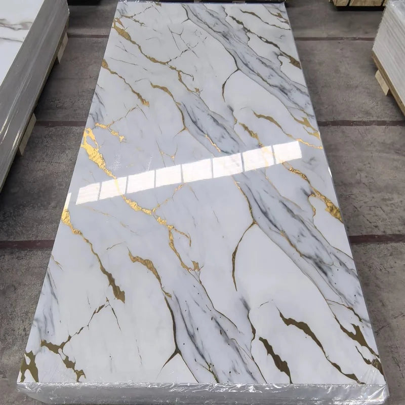 Factory Direct Sale Bright Gold SPC Uv Marble Pvc Wall Panels Pvc Cladding New Boards for TV Background Decoration