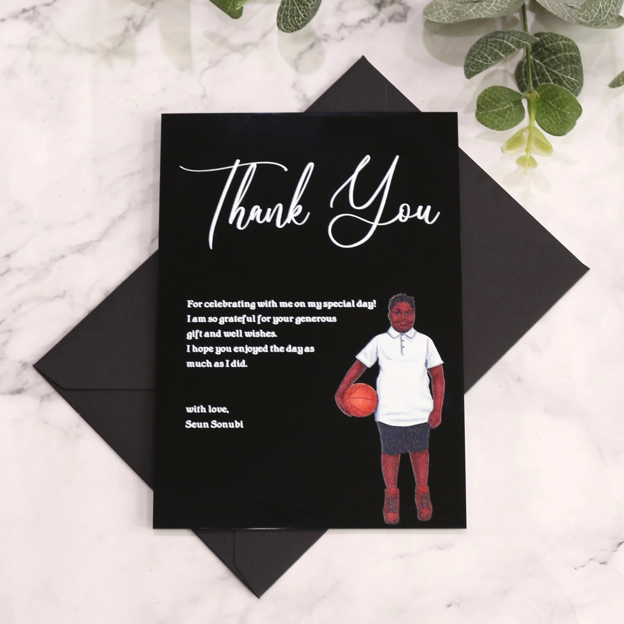 Rectangle Black Acrylic Cards UV Printing Cute Kid Design With Blank Paper Envelopes Custom Printable Logo Thank You Card