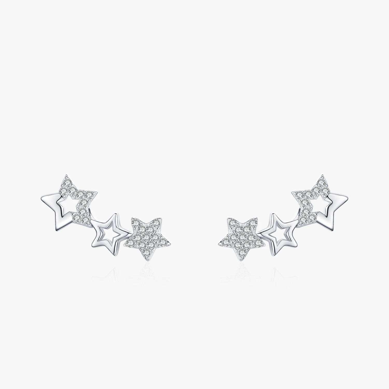 Ailmay Shiny Zircon Fashion Stars Earring Genuine 925 Sterling Silver for Women Wedding Engagement Fine Female Jewelry