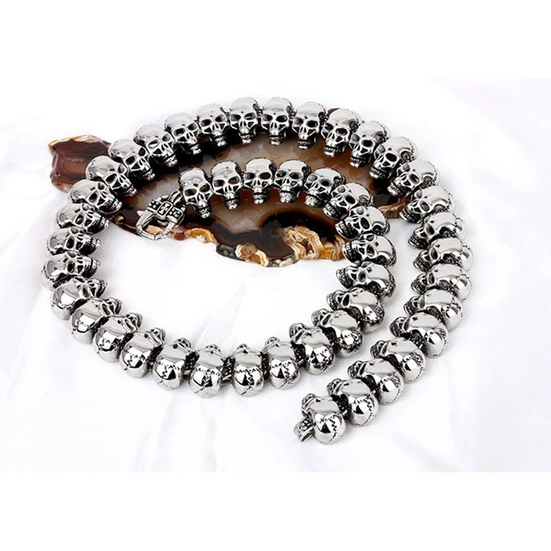 Popular Products Punk Necklace Skull Demon Graveable Round Charm Stainless Steel for Men
