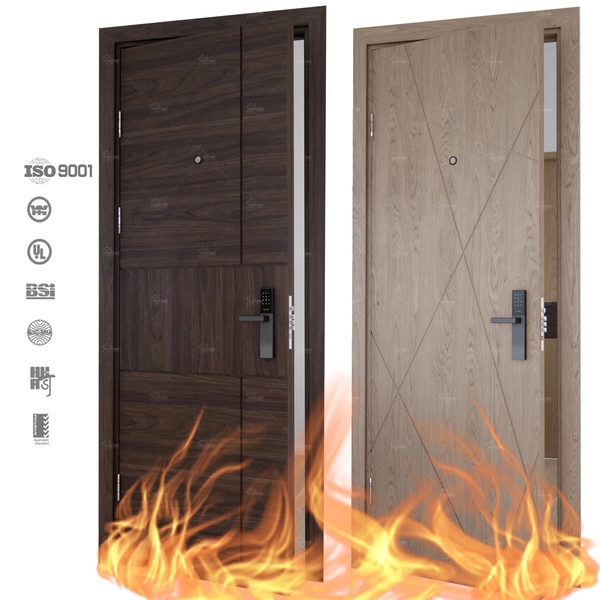 American Modern Style High Quality Manufacturer Internal Fire Door for Hotels Fire Rated Laminated Wood Doors