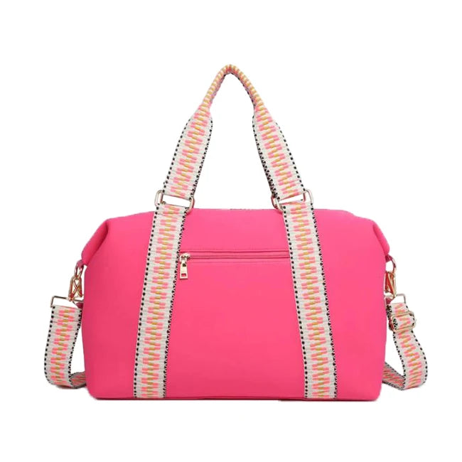 Fashionable Neoprene Travel Tote Duffel Bag New Design Large Capacity for Pink Luggage for Women Weekend Sports Zipper Closure