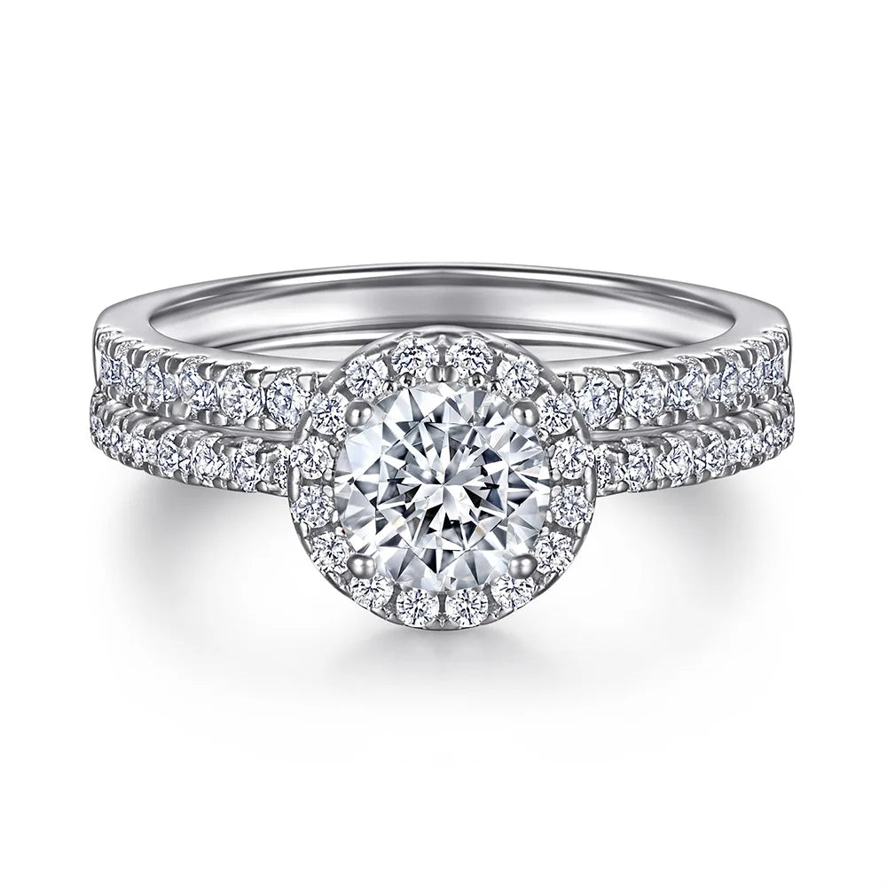 Jewelry Set Double Row Sterling Silver Zircon Prong Setting