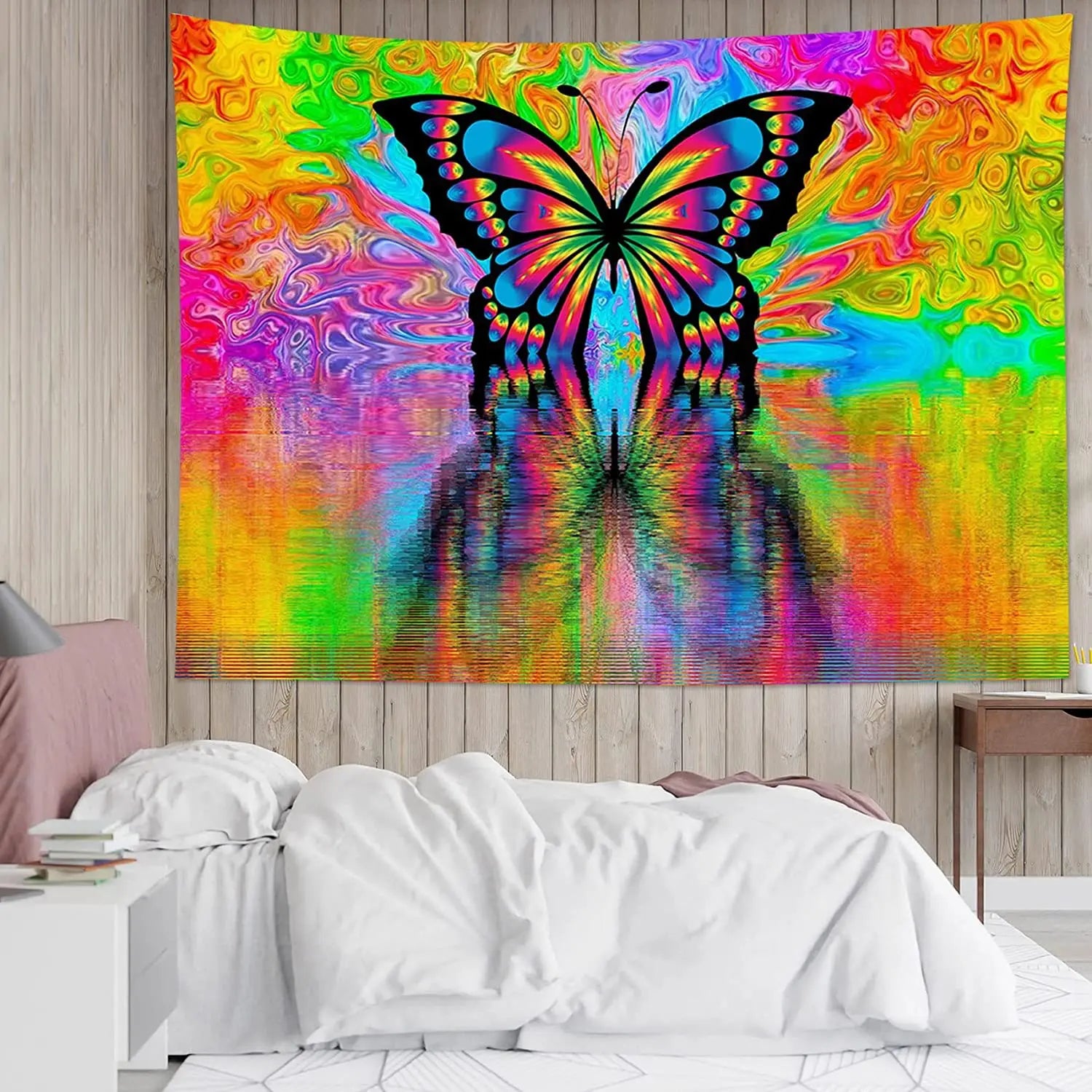 China Manufacturers Different Style Colorful Wall Hanging Picnic Rug Carpet Custom Butterfly Tapestry Woven Throw Blankets