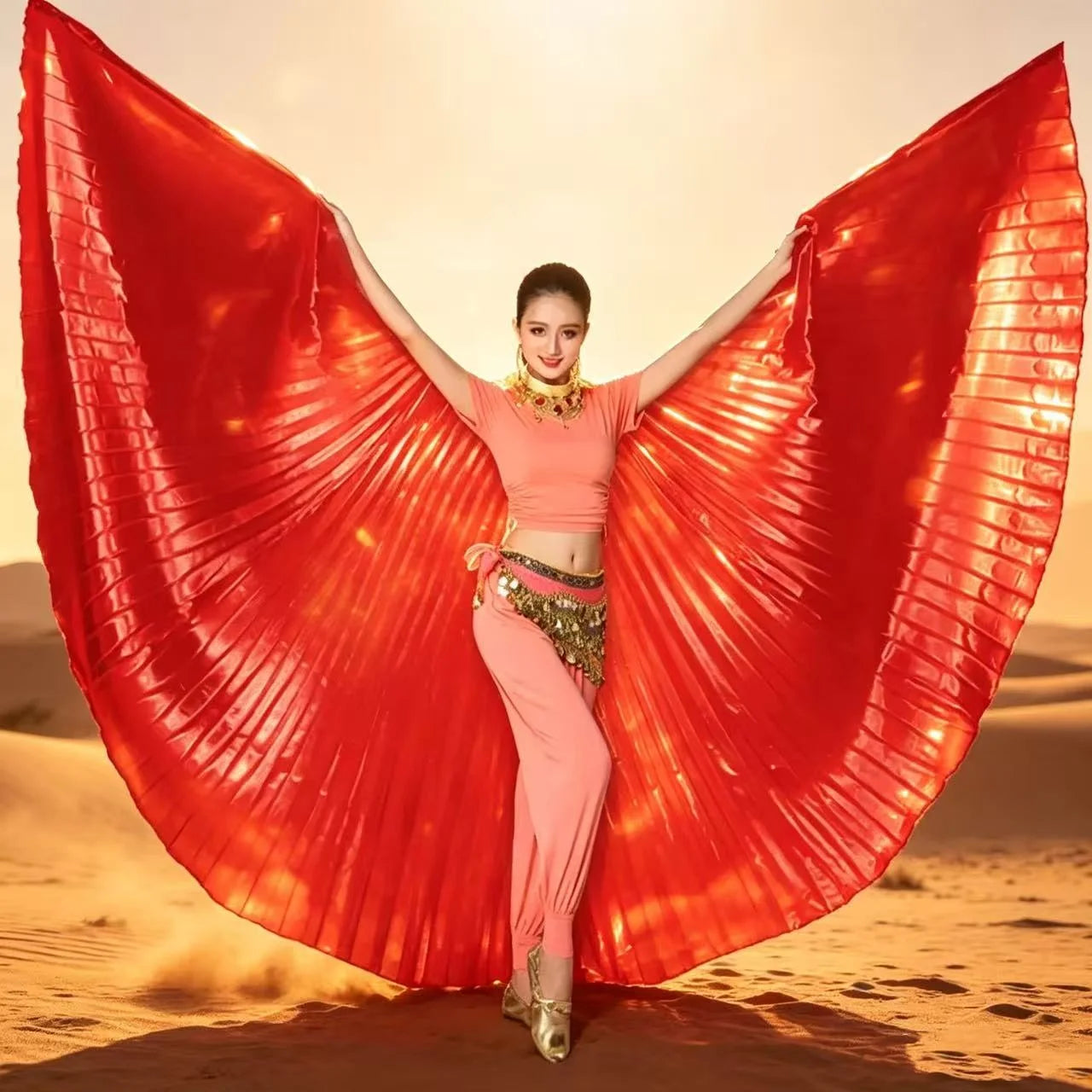Cheapest Belly Dance Costume Angle Isis Wings Gold Open Isis Wings Dance Performance Wear Women