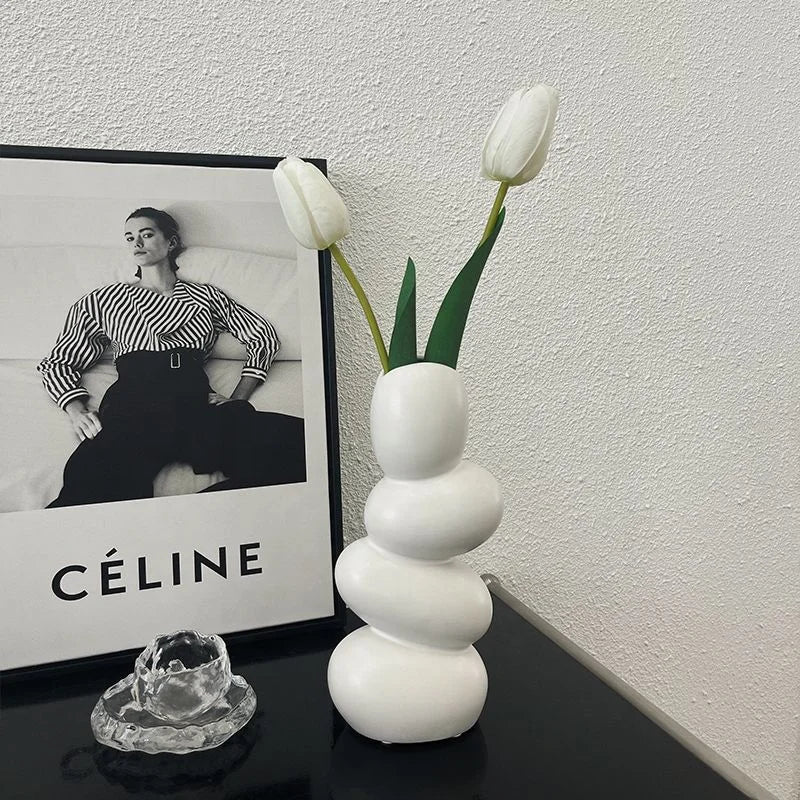 Creative Ceramic Vase Ins Style Luxury Special-shaped Pebbles Home Furnishings Living Room Flower Arrangement Porch Decoration