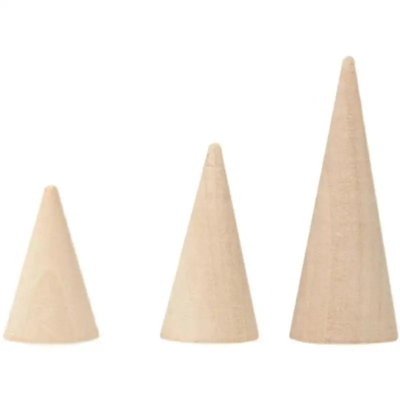 Exhibition Natural Wooden Cone Jewelry Engagement Ring Display Holder Storage Rack for Store