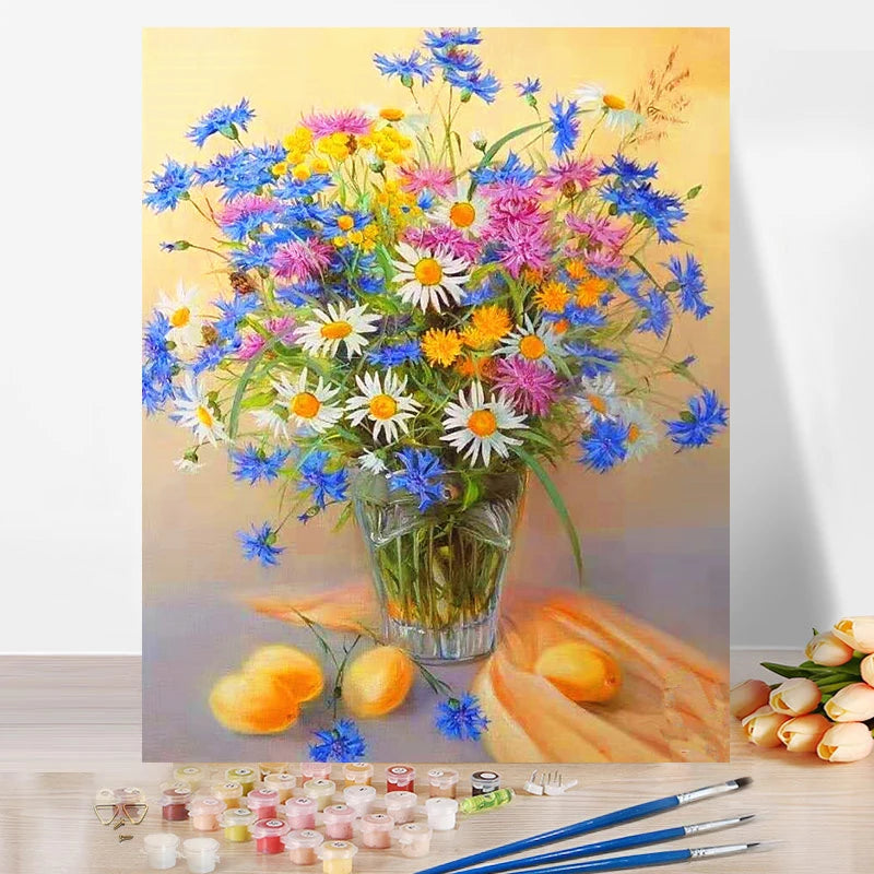 Flower DIY Paintings by Numbers Wholesale Painting Custom Landscape Adults Handpainted Paint by Numbers Kits