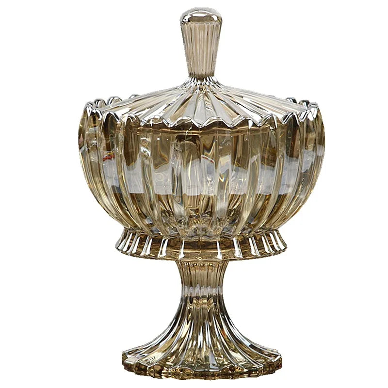 Candy Jar Sugar Bowl with Cover Lid Glass Sweet Kitchen Food CLASSIC Small Glass Box Cylinder Luxury Glass for Dried Fruit Candy