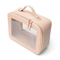 Wholesale Party Pink Transparent PU Leather Toiletry Bag with Handle Outdoor Travel Makeup Jewelry Organizer