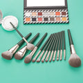 Professional Makeup Brushes Set 14pcs Green Eyeshadow Blending Powder Foundation Eyebrow Brushes Face Eye Cosmetic Tools