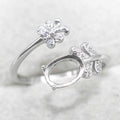 Sterling Silver 6*8mm Semi Mount Ring Frame Empty Blank Support Claw Setting S925 Base Holder Without Center Stone for DIY Inlay