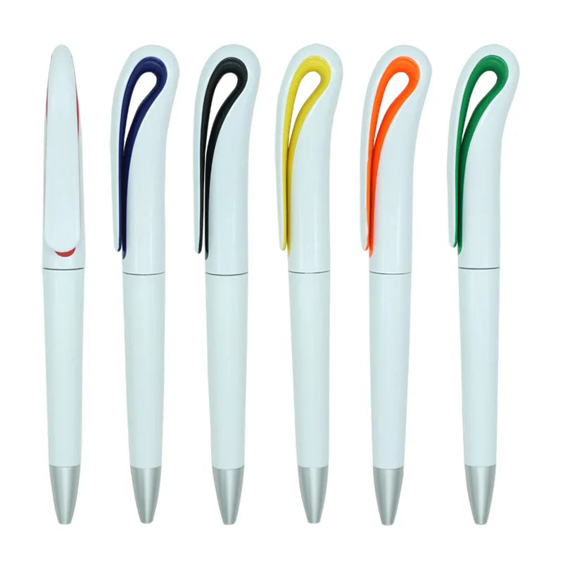 Wholesale Custom Logo Plastic Swan Shape Ballpoint Pen Twist Pen High Quality Promotional Ballpoint Pen with Curved Clip