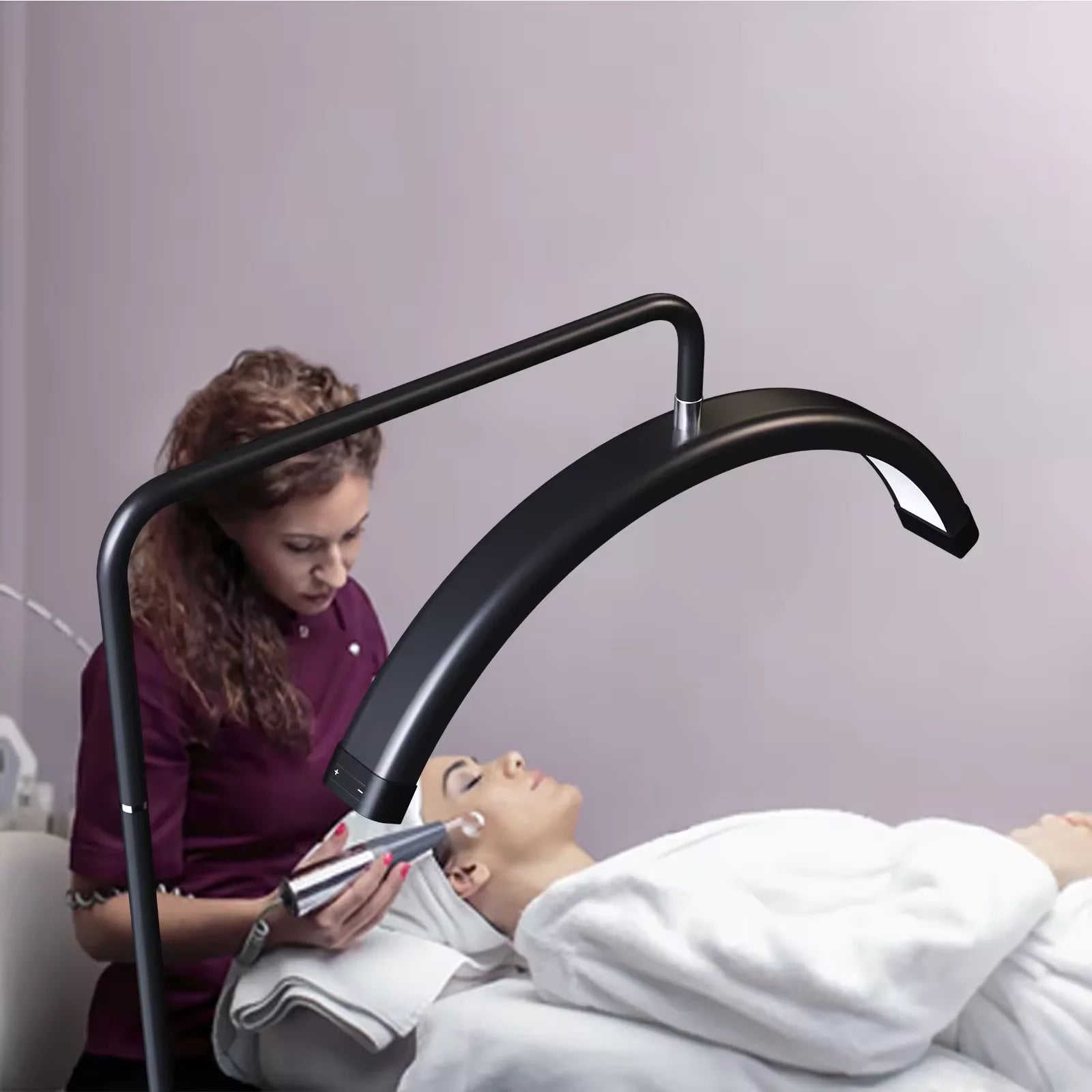 Fosoto Y9II Floor Lamp Half Moon Ring Lamp With Phone Clip LED Lash Light for Eyelash Beauty Tattoo Photography Lighting