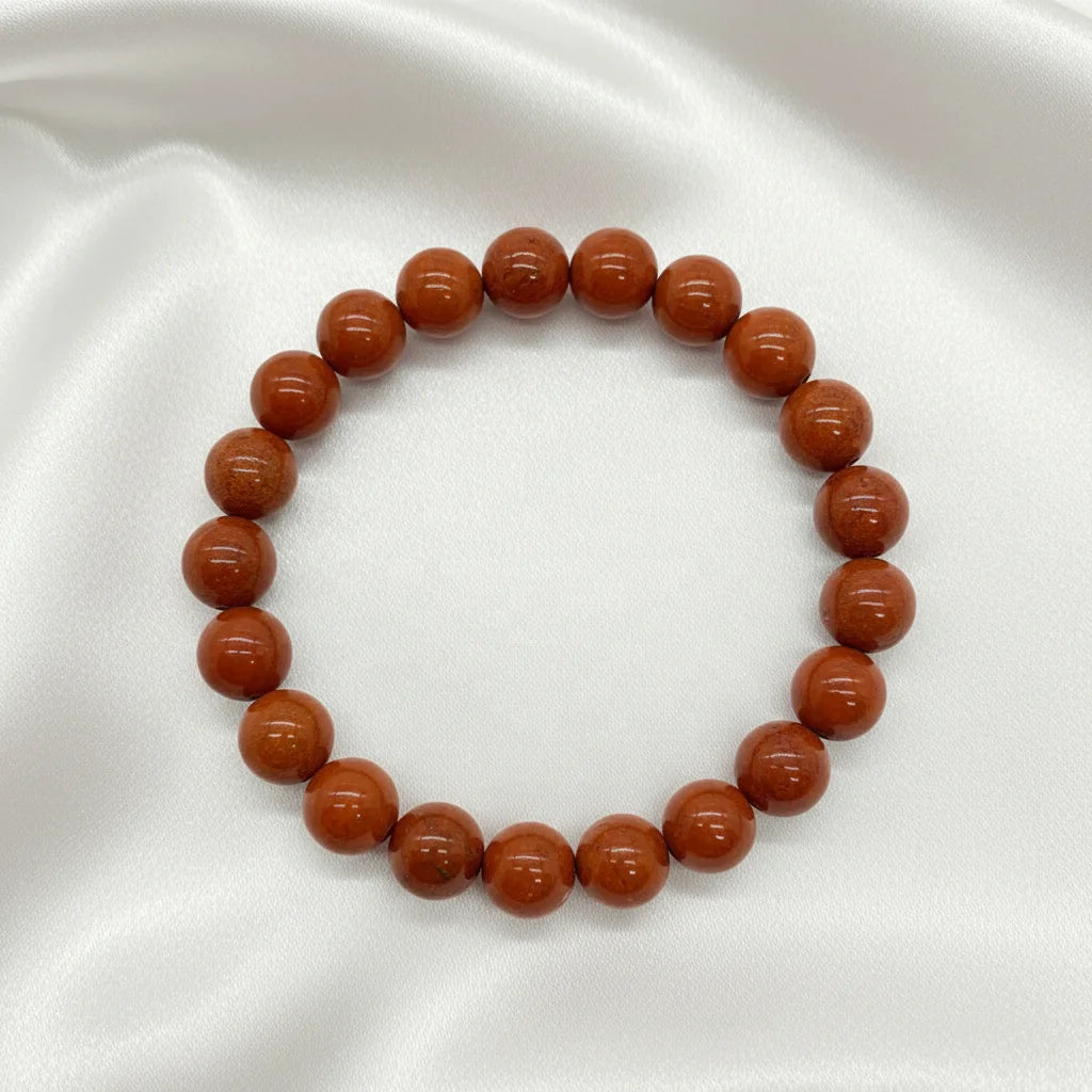 Wholesale 6mm Beads Unisex Natural Red Jasper Handmade Gemstone Bracelet Semi-Precious Round Beads Stretch for Anniversary