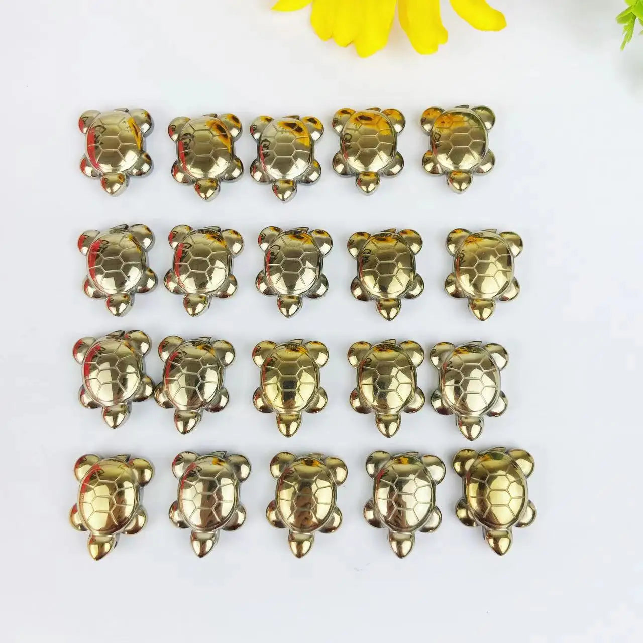 Hot Sale Crystal Stone Pyrite Turtle Hand Made Carved Crystal 28mm Pyrite Tortoise for Gift