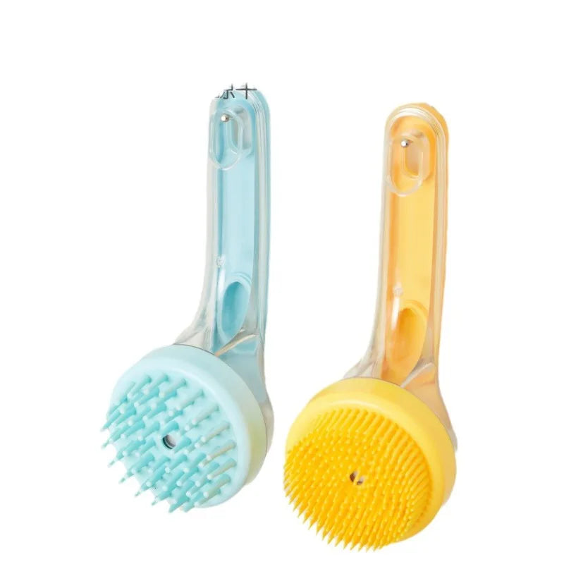 Long-Handle Hair Washing Comb Brush Pet Bath Massage Brush Puppy Dog Pet Liquid Long Handle Press Bath Brush
