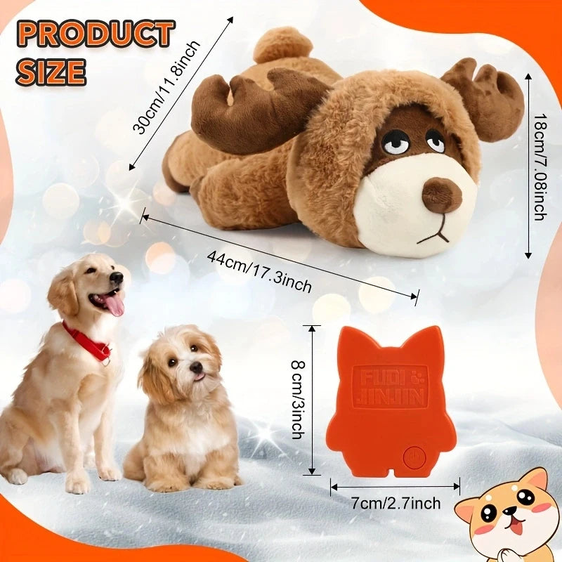 Christmas Eve Interactive Pet Toys Moose Bear & Dog Heartbeat Sleep-Cuddle Gifts for Cats & Dogs