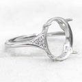 Sterling Silver 10*13mm Semi Mount Ring Empty Frame Blank Support Claws Setting S925 Base Holder Without Center Stone for Inlay