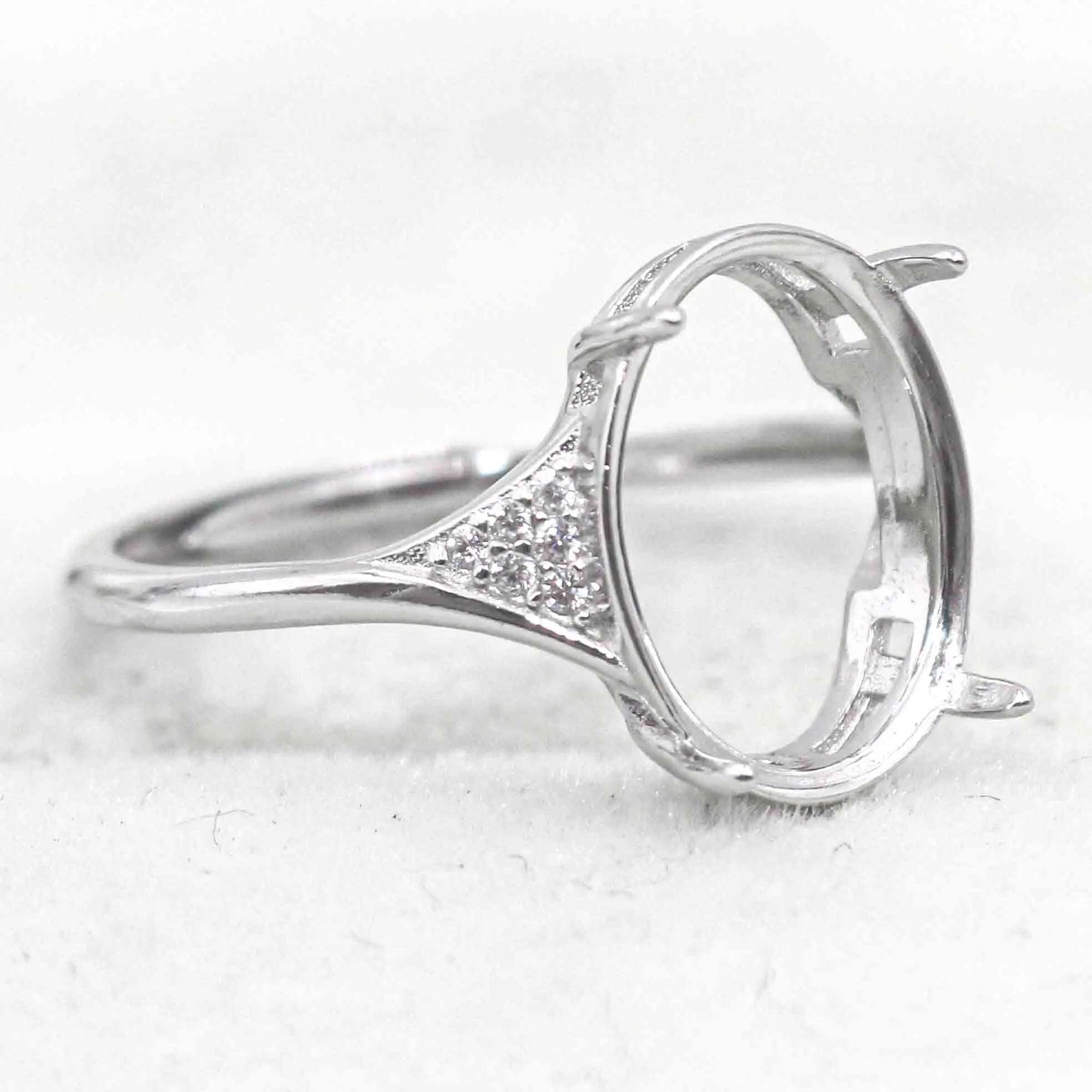 Sterling Silver 10*13mm Semi Mount Ring Empty Frame Blank Support Claws Setting S925 Base Holder Without Center Stone for Inlay