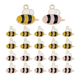 Enamel Honeybee Cute Bee Charms Light Gold Plated Alloy Charms Vivd Bee Pendants Small Animal Charms for DIY Crafts