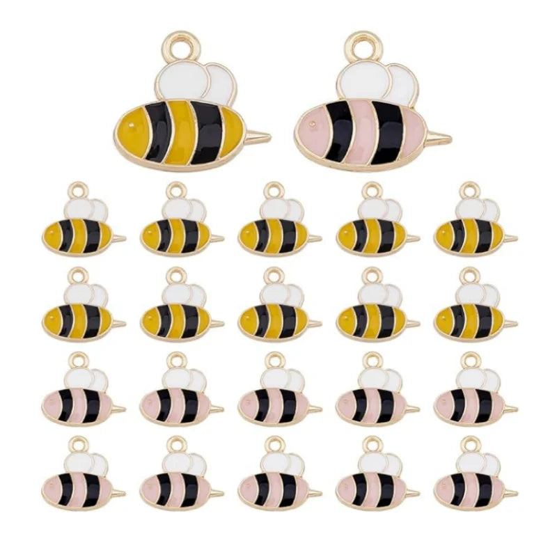 Enamel Honeybee Cute Bee Charms Light Gold Plated Alloy Charms Vivd Bee Pendants Small Animal Charms for DIY Crafts
