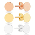 AT252 Minimalist 3 - 8mm 925 Sterling Silver Dot Stud Earrings Women Fashion Flat Round Disc Ladies Hypoallergenic Fine Jewelry