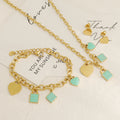 Wholesale Fashion Jewelry Sets Guam Fashion Gold Plated Water Drop Shell Stone Stainless Steel Necklace Design Jewelry Sets