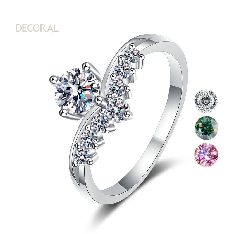 Moissanite Classic Jewelry D Vvs1 White Blue Green Colorful Diamond Stone 0.5 Carat Moissanite Crown Ring for Women